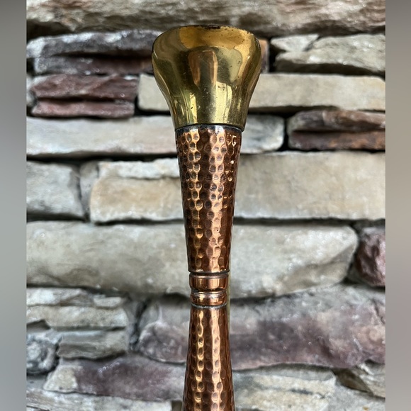 VTG Copper Ewer Brass Pedestal Hammered Etched Turkey Boho Pitcher India Decor - Picture 5 of 10